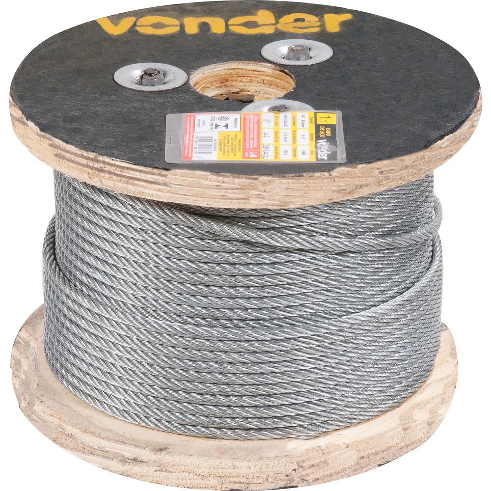 Cabo de Aço Galvanizado AF 9,5mm 3/8" 6X7 com 100m - Vonder