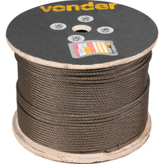 Cabo de Aço Polido AF 9,53mm 3/8" 6X19S com 500m Vonder
