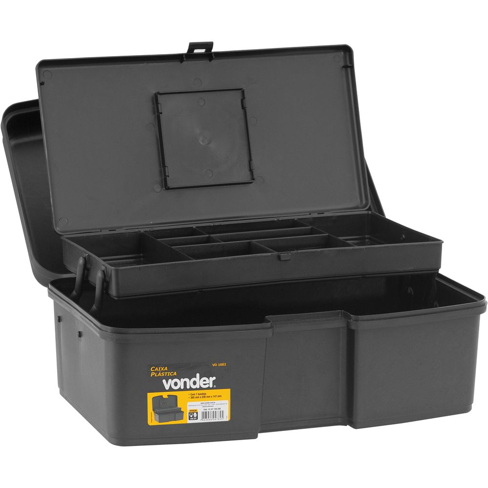 Caixa plástica ferram baú 350x230x155mm vd1002 Vonder