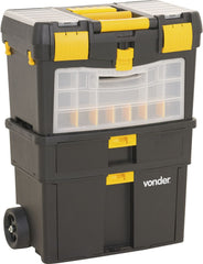 Caixa Plástica Ferramentas Baú 460x260x620mm Rodas Vonder