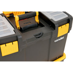 Caixa Plástica Ferramentas Baú 460x260x625mm Rodas Vonder