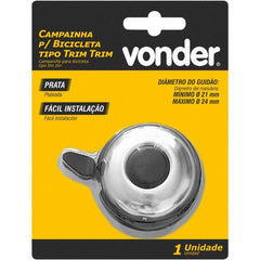 Campainha para bicicleta tipo trim trim prata Vonder