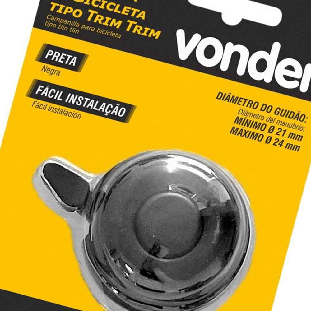 Campainha para bicicleta tipo trim trim preta Vonder