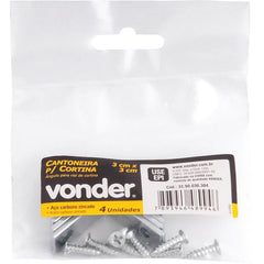Cantoneira p/ cortina 03x03cm zincado cce0033 c/ 4 pç Vonder