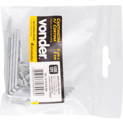 Cantoneira p/ cortina 05x05cm zincado cce0055 c/ 4 pç Vonder