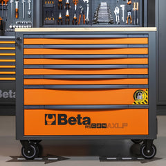 Carrinho de Ferramentas 1000KG Laranja Tampo Madeira 7 Gavetas Protegidas RSC24AXLP/7-O Beta