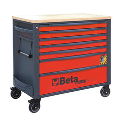 Carrinho de Ferramentas 1000KG Vermelho Tampo Madeira 7 Gavetas Protegidas RSC24AXLP/7-R Beta