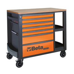 Carrinho de Ferramentas 1100KG Laranja e Cinza 7 Gavetas Protegidas e Prateleira RSC24L/7-O Beta