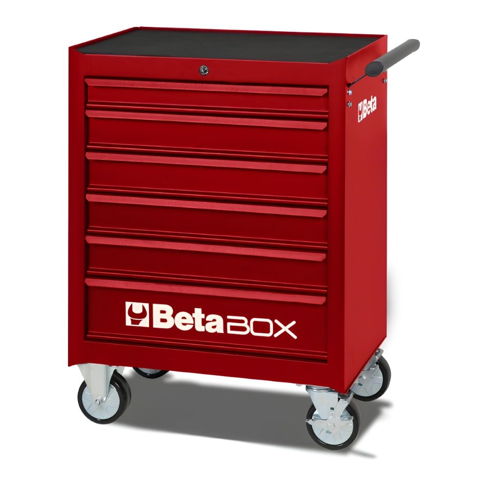 Carrinho de Ferramentas 400KG Vermelho 6 Gavetas com Guias Telescópicas C04-BOX-R Beta