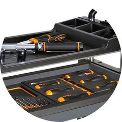 Carrinho de Ferramentas Tipo Trolley Rebatível 2 Gavetas com 6 Tabuleiros Cinza C27S-G Beta
