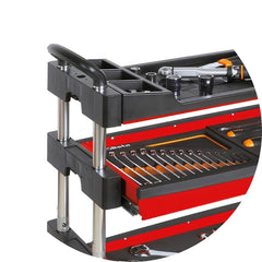 Carrinho de Ferramentas Tipo Trolley Rebatível 2 Gavetas com 6 Tabuleiros Vermelho C27S-R Beta