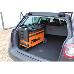 Carrinho de Ferramentas Tipo Trolley Rebatível 2 Gavetas com 6 Tabuleiros Laranja C27S/O Beta