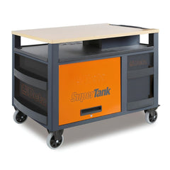 Carrinho de Ferramentas SuperTank 1200KG Laranja Cinza com Tampo de Madeira 10 Gavetas RSC28-O Beta