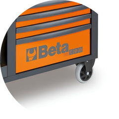 Carrinho de Ferramentas SuperTank 1200KG Laranja Cinza com Tampo de Madeira 10 Gavetas RSC28-O Beta