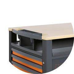 Carrinho de Ferramentas SuperTank 1200KG Laranja Cinza com Tampo de Madeira 10 Gavetas RSC28-O Beta