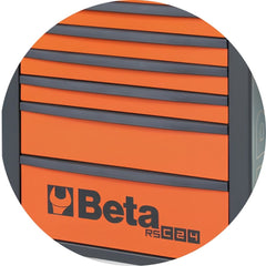 Carrinho para Ferramentas 800KG Laranja e Cinza 7 Gavetas Tampo de Madeira Fechadura RSC24/7-O Beta