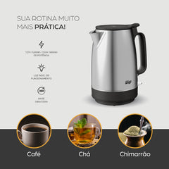 Chaleira Elétrica Wap WCE2 Portátil Aço Inox 1,7 Litros de Capacidade 220V