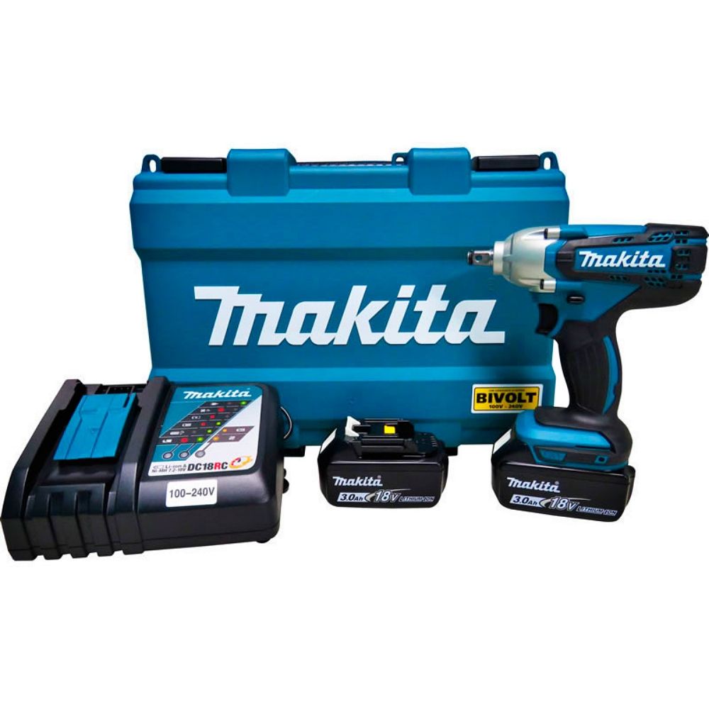 Chave de Impacto à Bateria 18V com Bateria Carregador e Maleta DTW190RFE Makita