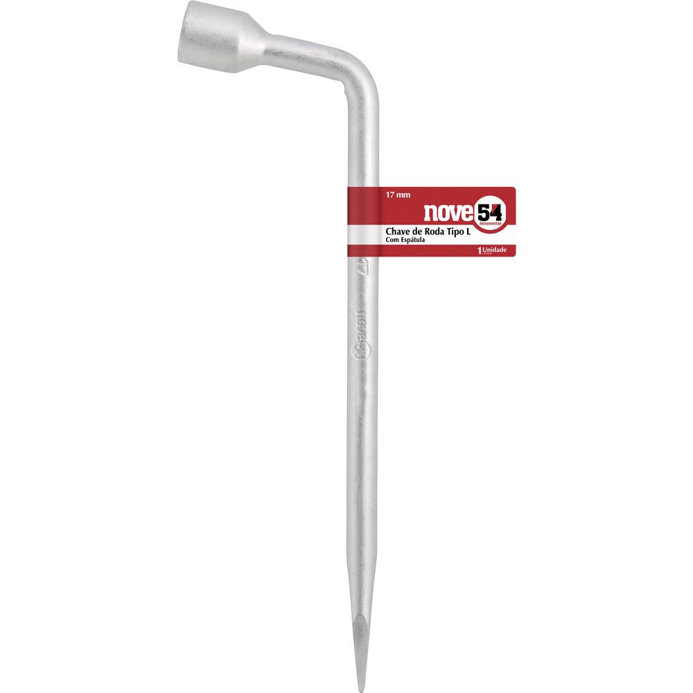 Chave de roda tipo L 17mm com espátula aço carbono - Nove54
