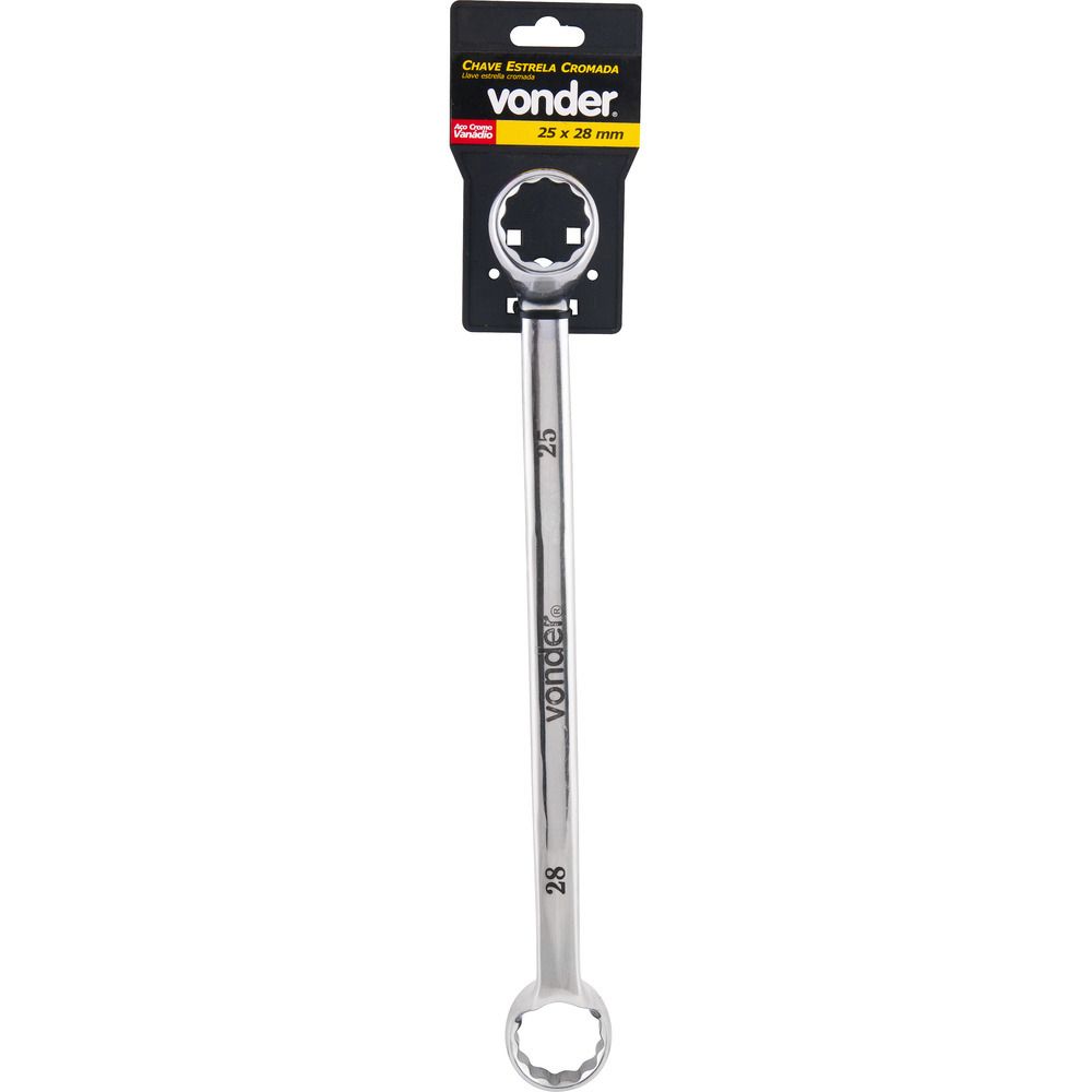 Chave estrela 10x11mm cromo vanádio cromada cartela Vonder