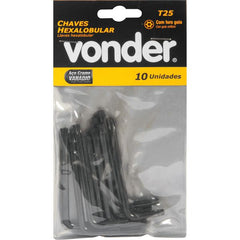 Chave Hexalobular T25 c/ Furo Guia Crv c/ 10 peças Vonder