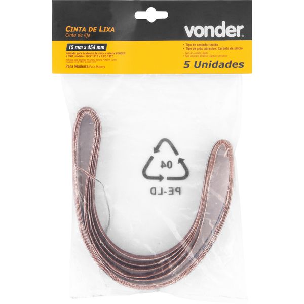 Cinta Lixa 15x454mm G240 com 05 peças Vonder
