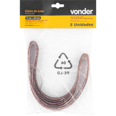 Cinta Lixa 15x454mm G240 com 05 peças Vonder