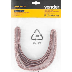 Cinta Lixa 15x454mm G60 com 05 peças Vonder