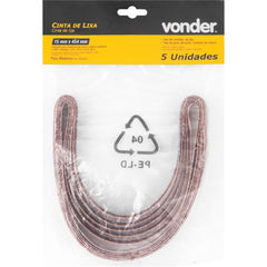 Cinta Lixa 15x454mm G80 com 05 peças Vonder
