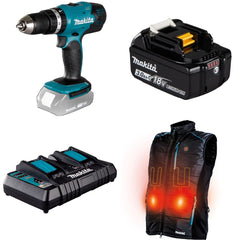 Kit Colete Térmico + Parafusadeira Furadeira de Impacto + Bateria BL1830B e Carregador 127V + Bolsa Makita