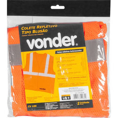 Colete Refletivo Bolso Laranja Ziper Cv105 Vonder