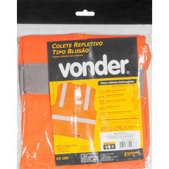 Colete Refletivo Bolso Laranja Ziper Cv109 Vonder