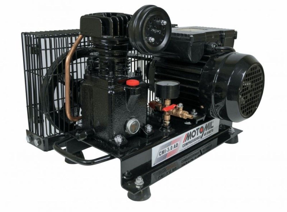Compressor Ar Direto com Motor 1HP 4 Polos Bivolt CMI-3,0AD Motomil