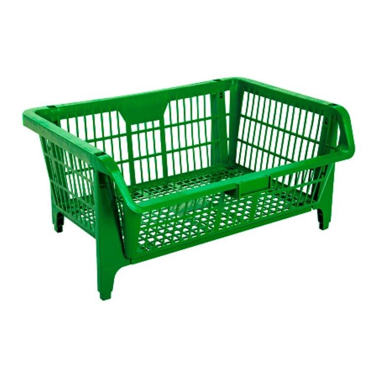Conjunto 5 Cestos Expositor Medio Empilhável Verde Presto