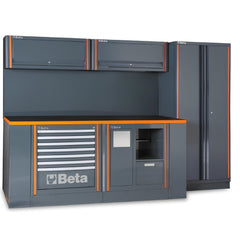 Conjunto de Móveis Oficina com Bancada Armário Parede Painel Ferramentas Módulo Gaveta C55AB Beta