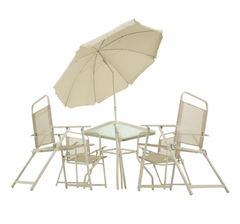 Conjunto Miami 4 Cadeiras + Mesa + Guarda-Sol Bege Bel