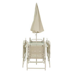Conjunto Miami 4 Cadeiras + Mesa + Guarda-Sol Bege Bel