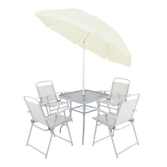 Conjunto Miami Branco 4 Cadeiras 1 Mesa 1 Ombr. Bel Lazer