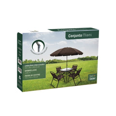 Conjunto Miami Branco 4 Cadeiras 1 Mesa 1 Ombr. Bel Lazer