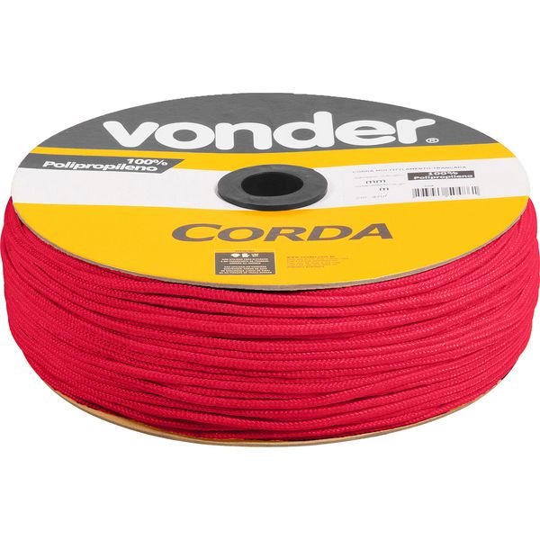 Corda Multifilamentada Trançada 5mmx250m 2,7kg Vermelha Poli