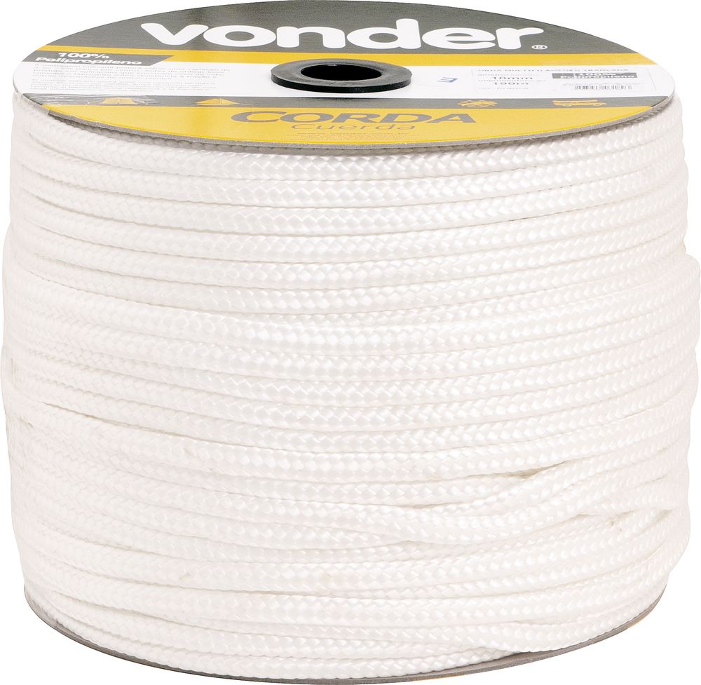 Corda Multifilamento Trançada 6,0mm 3,0kg 165m Branca Vonder