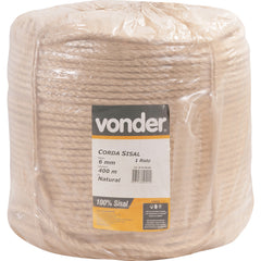 Corda sisal torcida 6,0mm 10,5kg 400 metros natural - Vonder