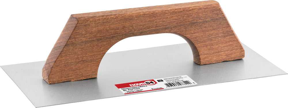 Desempenadeira Aço Lisa 12,0x39,0cm Cabo Total Madeira Fecha