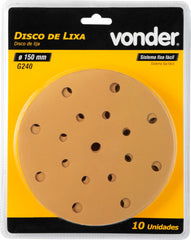 Disco De Lixa Com Costado Em Pluma 6'' 150mm Grão 240 Vonder