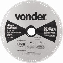 Disco Corte 180mm Diamantado Contínuo Metal Super Vonder