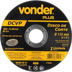 Disco de corte 115mm x 10mm x 2223mm DCVP Vonder Plus