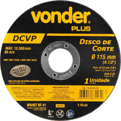 Disco de corte 115mm x 16mm x 2223mm DCVP Vonder Plus