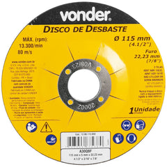 Disco de Desbaste 115 mm x 5,0 mm x 22,23 mm Vonder