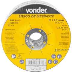 Disco de Desbaste 115 mm x 6,4 mm x 22,23 mm Vonder