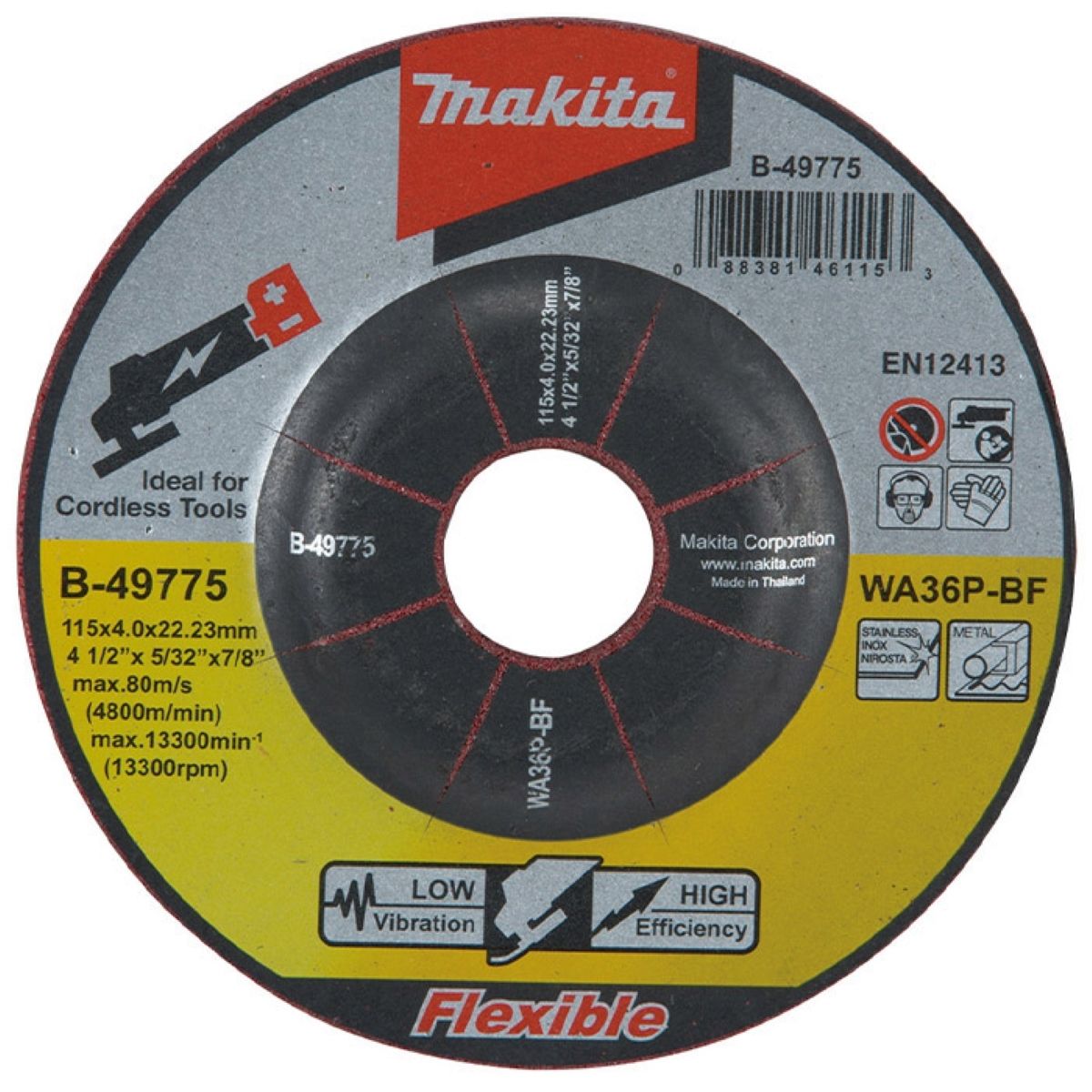 Disco de Desbaste 115 x 4 mm-Inox/Metal Makita B-49775